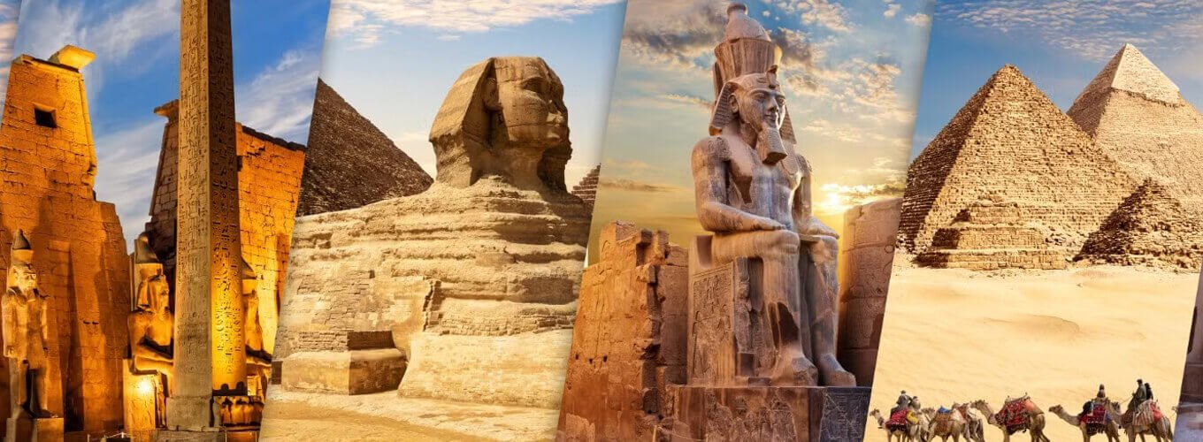 A stunning image that combines the architectural wonders of ancient Egypt A stunning image that combines the architectural wonders of ancient Egypt