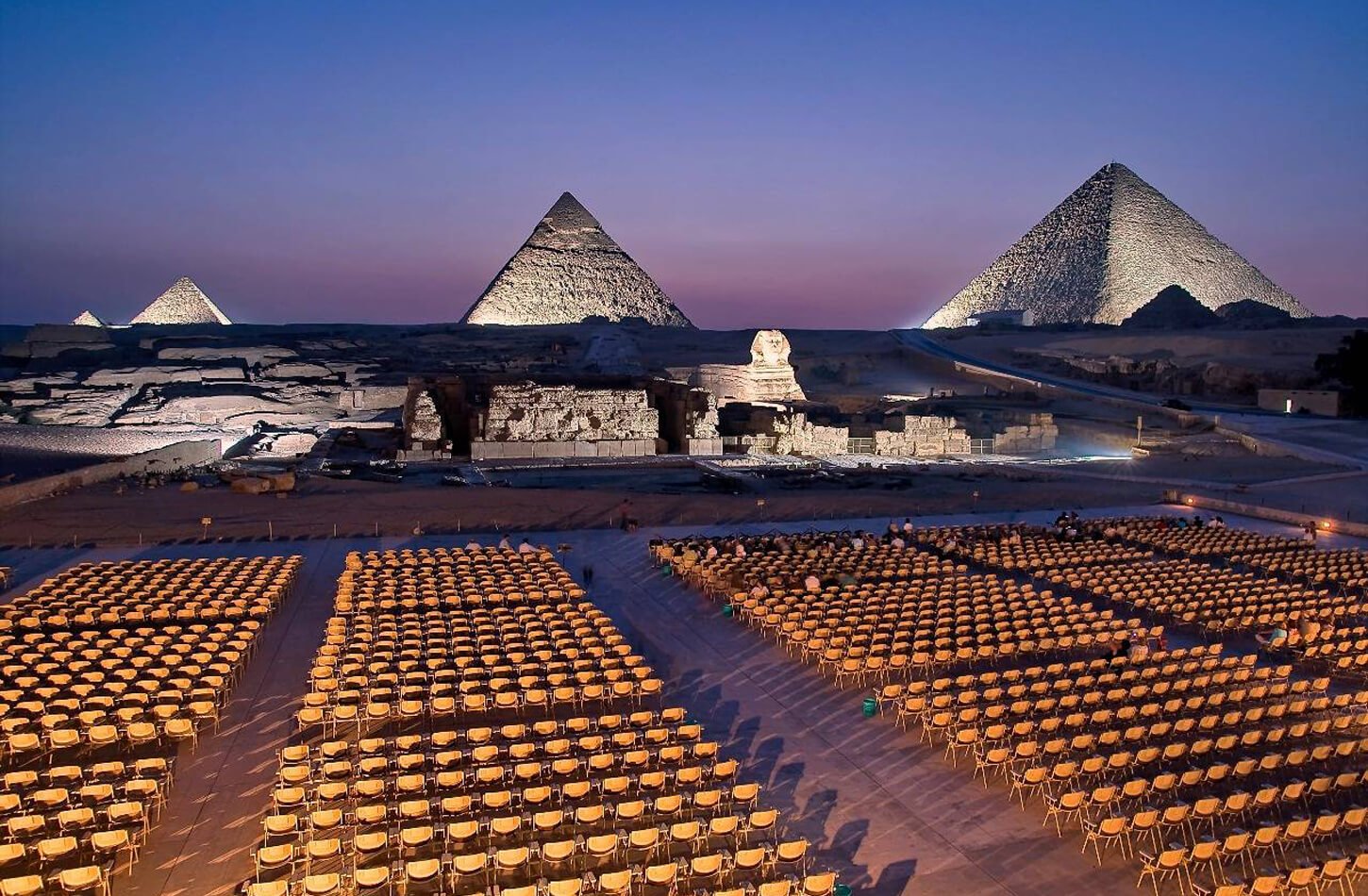 A wonderful picture of the Giza Pyramids in the sound and light show