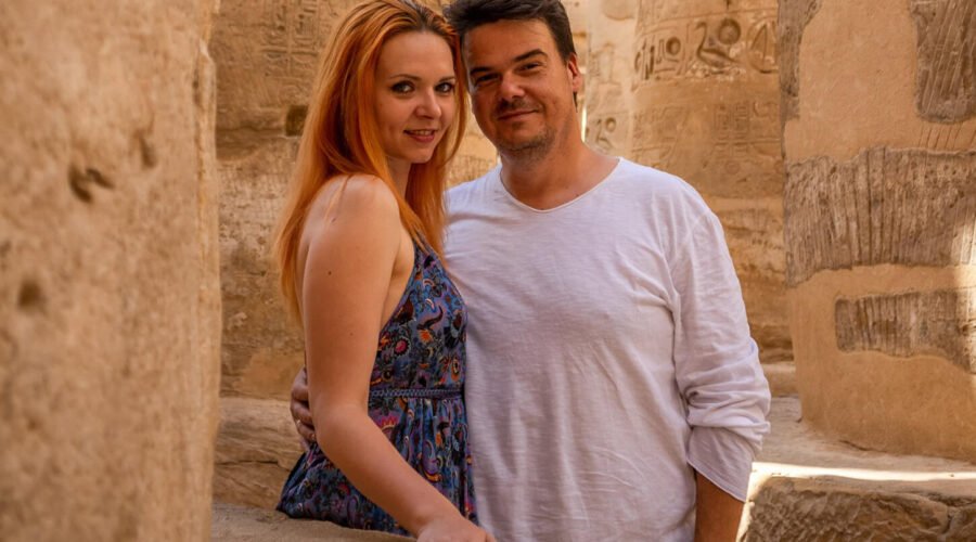 Great photo of the couple at Karnak Temple