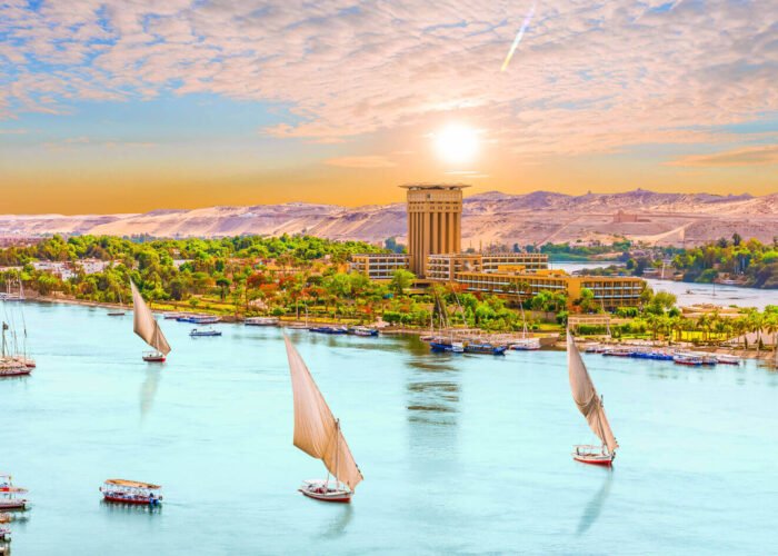 Some boats sailing on the Nile from Aswan