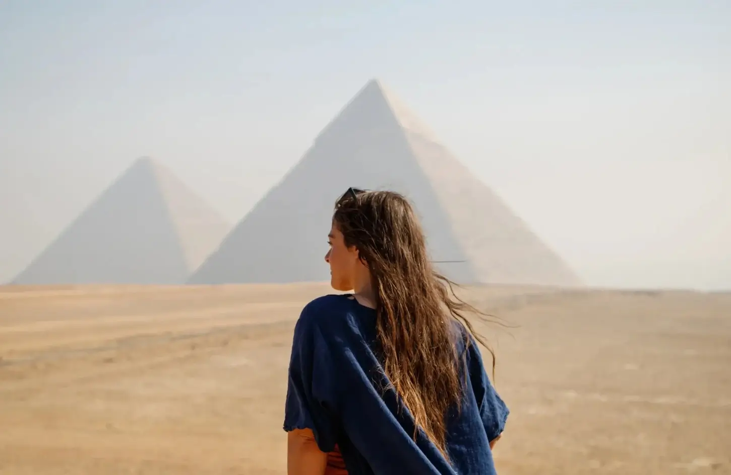 A woman looking toward the Giza Pyramids during a vacation to Egypt in November.